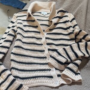 Rhythm Black and Cream Striped Cardigan
